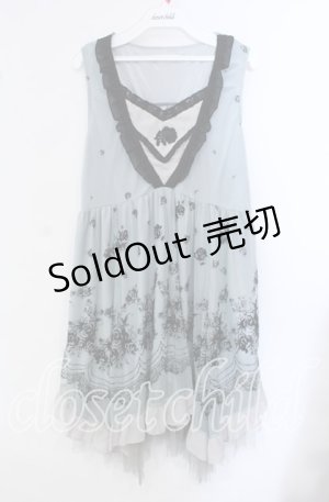 画像: axes femme / チュールフロッキー切替ワンピース M グリーン O-25-09-15-059-AX-OP-OW-OS