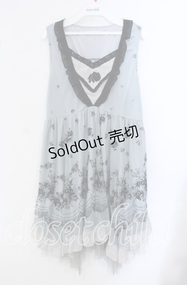 画像1: axes femme / チュールフロッキー切替ワンピース M グリーン O-25-09-15-059-AX-OP-OW-OS (1)