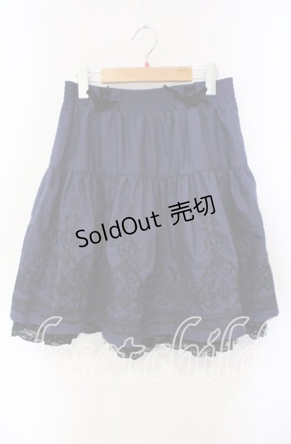 画像1: axes femme / パネル刺繍スカート M ネイビー O-25-09-15-064-AX-SK-OW-OS (1)