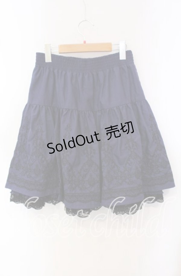 画像3: axes femme / パネル刺繍スカート M ネイビー O-25-09-15-064-AX-SK-OW-OS (3)