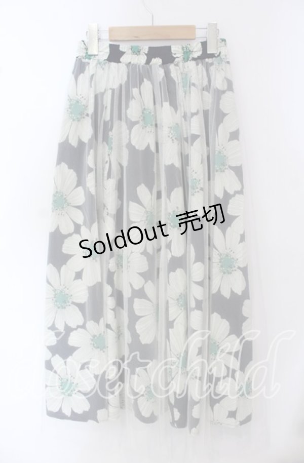 画像3: 【SALE】axes femme / チュール重ね花柄スカート  ネイビー O-25-09-15-077-AX-SK-OW-ZT141 (3)
