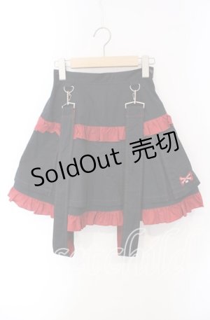画像: MA MAXICIMAM / フリルプリーツスカート  ブラック×レッド O-25-09-15-080-PU-SK-IG-OS