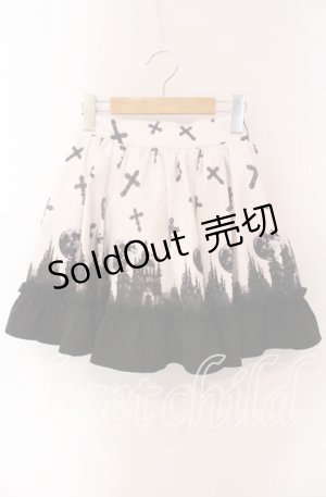画像: Jamieエーエヌケー / ゴシックキャッスルプリントスカート  シロ×クロ O-25-09-15-081-LO-SK-IG-OS