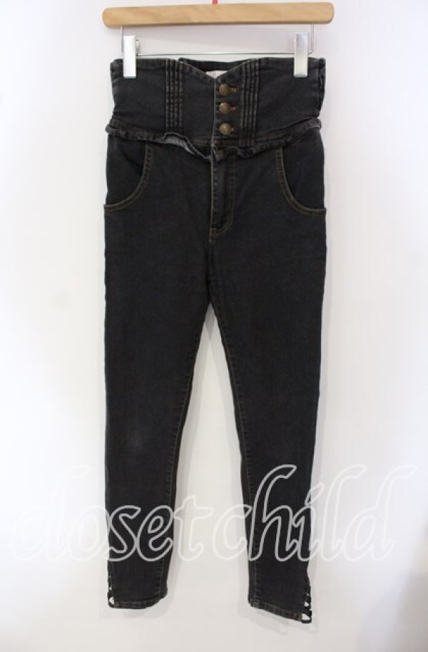 画像1: LIZ LISA / ハイウエストスキニーパンツ  クロ O-25-09-15-084-LO-PA-IG-ZT378 (1)