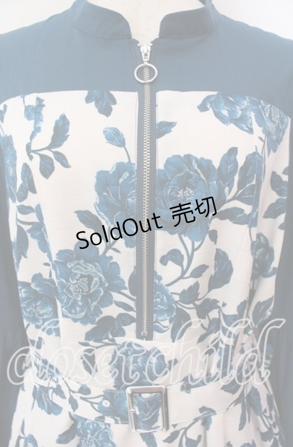 画像2: axes femme / バルーンスリーブフラワーワンピース F キナリ O-25-09-15-011-AX-OP-OW-ZT474 (2)