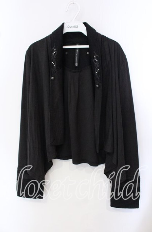 画像1: Ozz Croce / スエード調アシメカーディガン  ブラック O-25-09-15-014-OO-TO-OW-ZY (1)