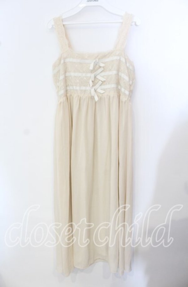 画像1: an another angelus / 三連リボンジャンパースカート  アイボリー O-25-09-15-019-CA-OP-IG-ZT372 (1)