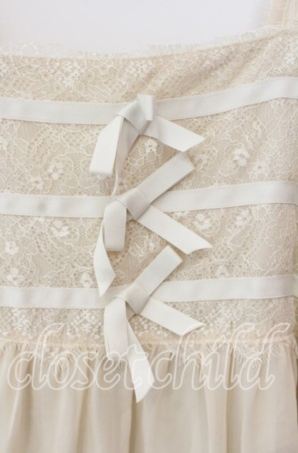 画像2: an another angelus / 三連リボンジャンパースカート  アイボリー O-25-09-15-019-CA-OP-IG-ZT372 (2)