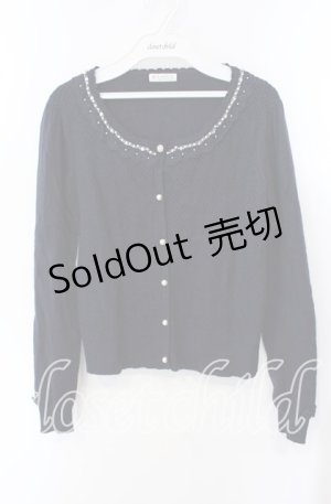 画像: axes femme / パール配色ワッフルニットカーディガン M ネイビー O-25-09-15-023-AX-TO-IG-OS