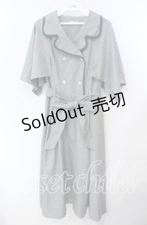 画像: axes femme POETIQUE / イレヘムケープトレンチワンピース M グレー×グリーン O-25-09-15-028-AX-OP-IG-OS