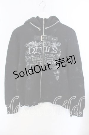 画像: h.ANARCHY / 蜘蛛プリント裏起毛ジップパーカー  ブラック O-25-09-15-029-HN-TO-IG-OS