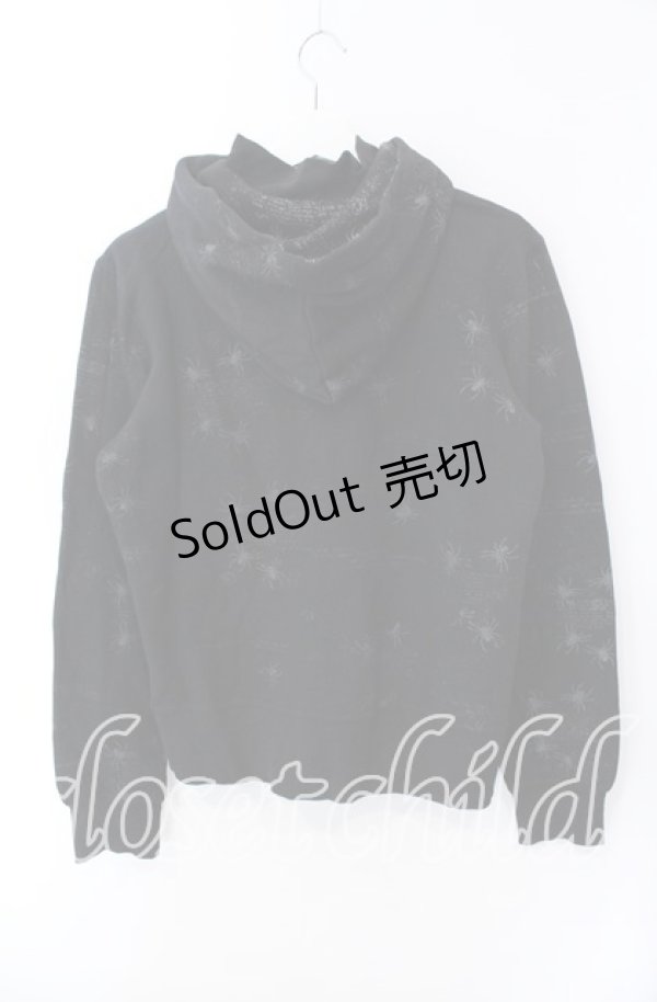 画像3: h.ANARCHY / 蜘蛛プリント裏起毛ジップパーカー  ブラック O-25-09-15-029-HN-TO-IG-OS (3)