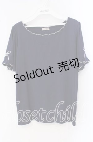 画像: 【SALE】axes femme / リボン×スカラップ刺繍プルオーバー F ネイビー O-25-09-16-038-AX-TO-OW-ZT082