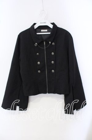 画像: axes femme / Ｗ釦スリット袖ジップジャケット F クロ O-25-09-16-041-AX-TO-OW-OS