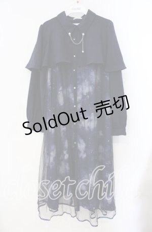 画像: axes femme / テレスコーププリントケープ風ワンピース M ネイビー O-25-09-16-049-AX-OP-OW-OS