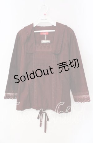 画像: 【SALE】PINK HOUSE / ロゴ刺繍入りローンブラウス  ガーネット O-25-09-16-051-LO-BL-IG-ZT388