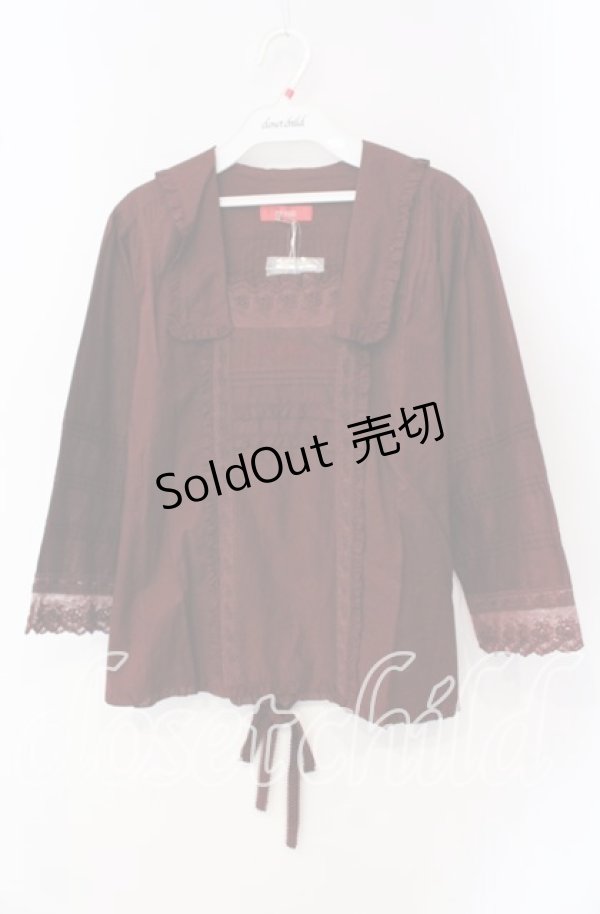 画像1: 【SALE】PINK HOUSE / ロゴ刺繍入りローンブラウス  ガーネット O-25-09-16-051-LO-BL-IG-ZT388 (1)