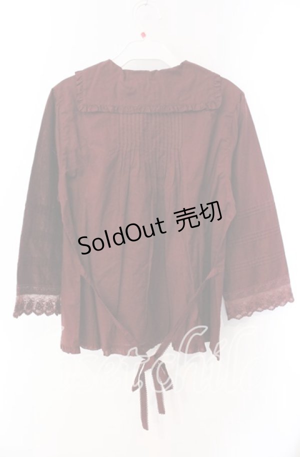 画像3: 【SALE】PINK HOUSE / ロゴ刺繍入りローンブラウス  ガーネット O-25-09-16-051-LO-BL-IG-ZT388 (3)