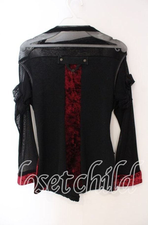 画像3: Ozz On / ベロア切り替えネットトップス  ブラック×レッド O-25-09-16-061-OO-TO-IG-ZY (3)