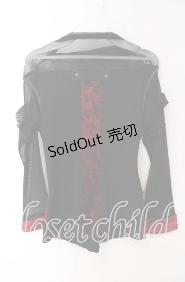 画像3: Ozz On / ベロア切り替えネットトップス  ブラック×レッド O-25-09-16-061-OO-TO-IG-ZS (3)