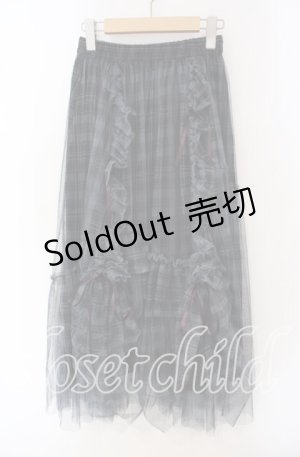 画像: axes femme / ドロストチェックチュールスカート F クロ O-25-09-16-069-AX-SK-OW-OS