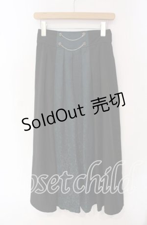 画像: axes femme / ジャカード×プリーツスカート F クロ×グリーン O-25-09-16-075-AX-SK-OW-OS