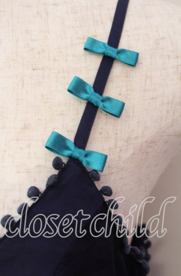 画像2: Emily Temple cute / ストライプジョーゼットノースリーブワンピース  ブルー系 O-25-09-16-006-ET-OP-IG-OS (2)