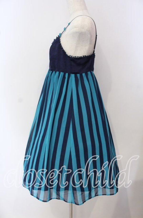 画像3: Emily Temple cute / ストライプジョーゼットノースリーブワンピース  ブルー系 O-25-09-16-006-ET-OP-IG-OS (3)