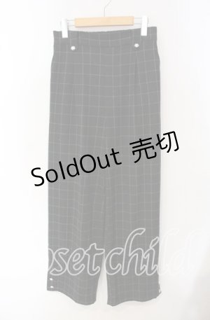 画像: axes femme / 裾釦起毛チェックワイドパンツ L グレー O-25-09-16-082-AX-PA-OW-OS