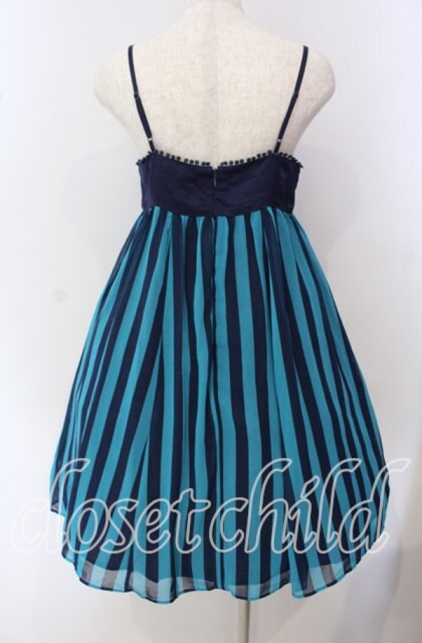 画像4: Emily Temple cute / ストライプジョーゼットノースリーブワンピース  ブルー系 O-25-09-16-006-ET-OP-IG-OS (4)