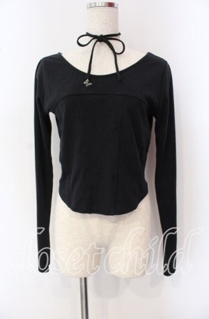 画像: axes femme / チョーカー付コルセット風プルオーバー F クロ O-25-09-16-009-AX-TO-OW-OS