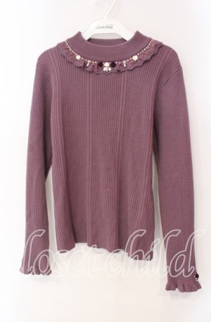 画像: axes femme / バラボトルネックリブプルオーバー F パープル O-25-09-16-018-AX-TO-OW-OS