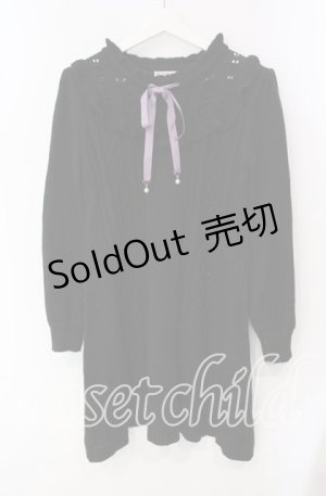 画像: axes femme / ヨーク切替ニットワンピ F クロ×ラベンダー O-25-09-16-019-AX-OP-OW-OS