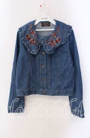 画像: axes femme NOSTALGIE / 花刺繍デニムジャケット F ブルー O-25-09-16-023-AX-JA-OW-OS