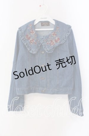 画像: axes femme NOSTALGIE / 花刺繍デニムジャケット F ブルー O-25-09-16-023-AX-JA-OW-OS