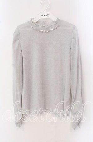 画像: axes femme / タック×フレア袖ラメリブプルオーバー F グレー系 O-25-09-16-024-AX-TO-OW-OS