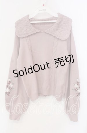 画像: axes femme POETIQUE / フラワー刺繍ニットプルオーバー M ピンク O-25-09-18-011-AX-TO-OW-OS