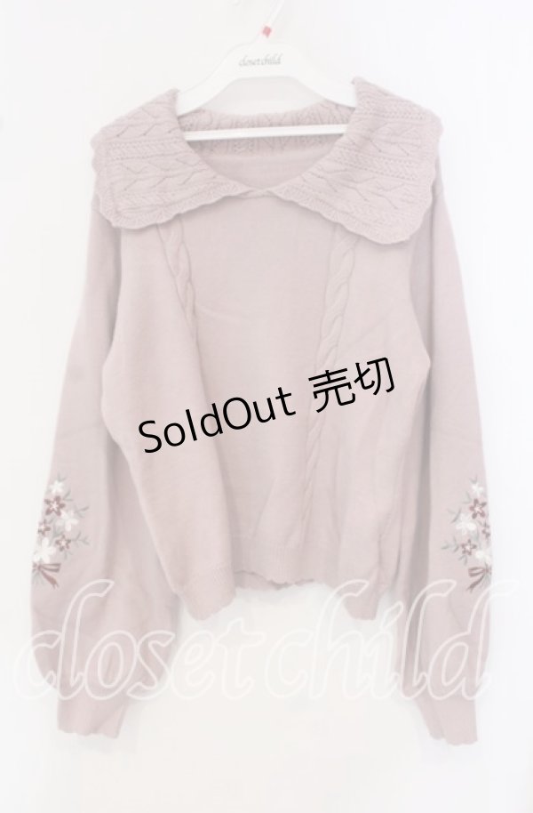 画像1: axes femme POETIQUE / フラワー刺繍ニットプルオーバー M ピンク O-25-09-18-011-AX-TO-OW-OS (1)