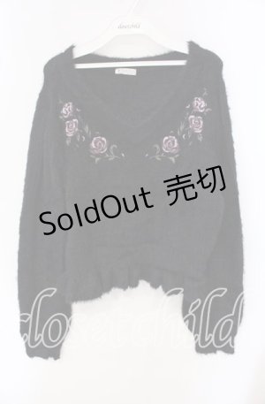 画像: axes femme / ローズ刺繍フェザーニット F クロ O-25-09-18-015-AX-TO-OW-OS