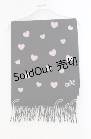 画像: MILK / ハートフロッキーマフラー  クロ×ピンク O-25-09-18-023-ML-ZA-IG-OS