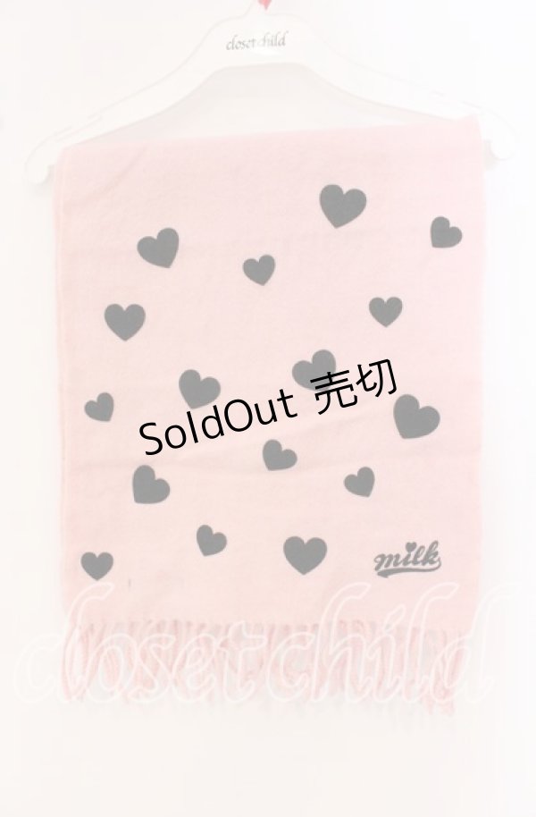 画像1: MILK / ハートフロッキーマフラー  ピンク O-25-09-18-024-ML-ZA-IG-OS (1)