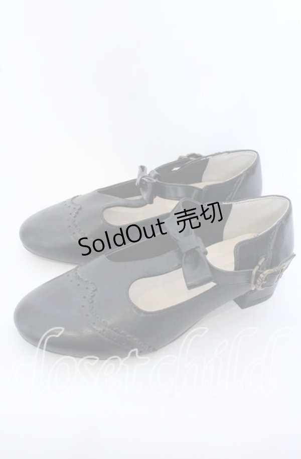 画像1: m petit by misako / AMPUリボンストラップパンプス L クロ O-25-09-19-035-LO-SH-IG-ZT346 (1)