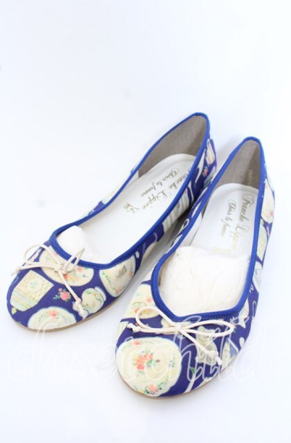 画像1: Franche Lippee / オリプリフラットパンプス 23.5cm ネイビー O-25-09-19-036-LO-SH-IG-ZT346 (1)