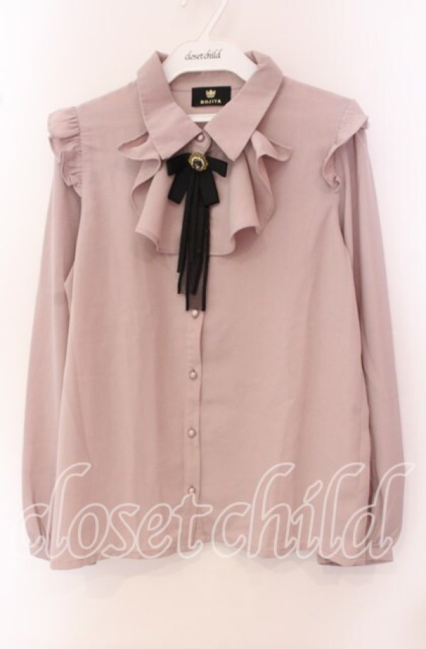 画像1: Rojita / ホワイトカラーブローチ付きブラウス  ピンク×ピンク襟 O-25-09-20-029-LO-BL-IG-ZY (1)
