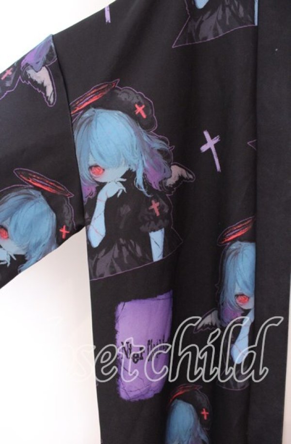 画像2: NieR Clothing / 法被風羽織り【FALLEN ANGEL】  ブラック O-25-09-20-037-PU-TO-IG-ZT320 (2)