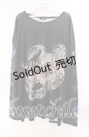 画像: NieR Clothing / LONG SLEEVE UNISEX CUTSEW【SERPENT】 カットソー  ブラック系 O-25-09-20-039-PU-TO-IG-OS