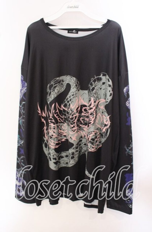 画像1: NieR Clothing / LONG SLEEVE UNISEX CUTSEW【SERPENT】 カットソー  ブラック系 O-25-09-20-039-PU-TO-IG-OS (1)