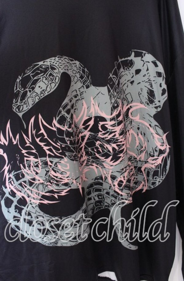 画像2: NieR Clothing / LONG SLEEVE UNISEX CUTSEW【SERPENT】 カットソー  ブラック系 O-25-09-20-039-PU-TO-IG-OS (2)