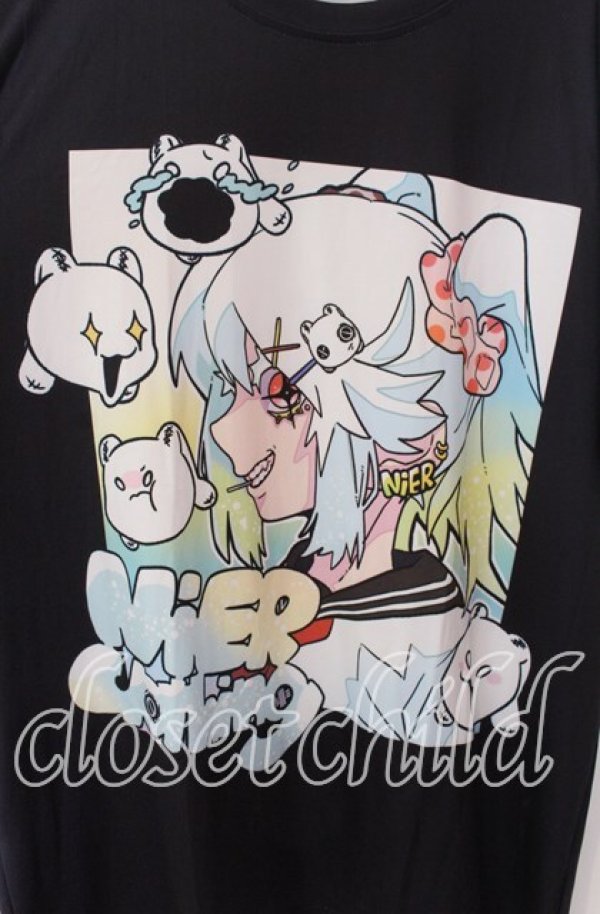 画像2: NieR Clothing / 擬人化Tシャツ F ブラック×ホワイト O-25-09-20-047-PU-TS-IG-ZT259 (2)