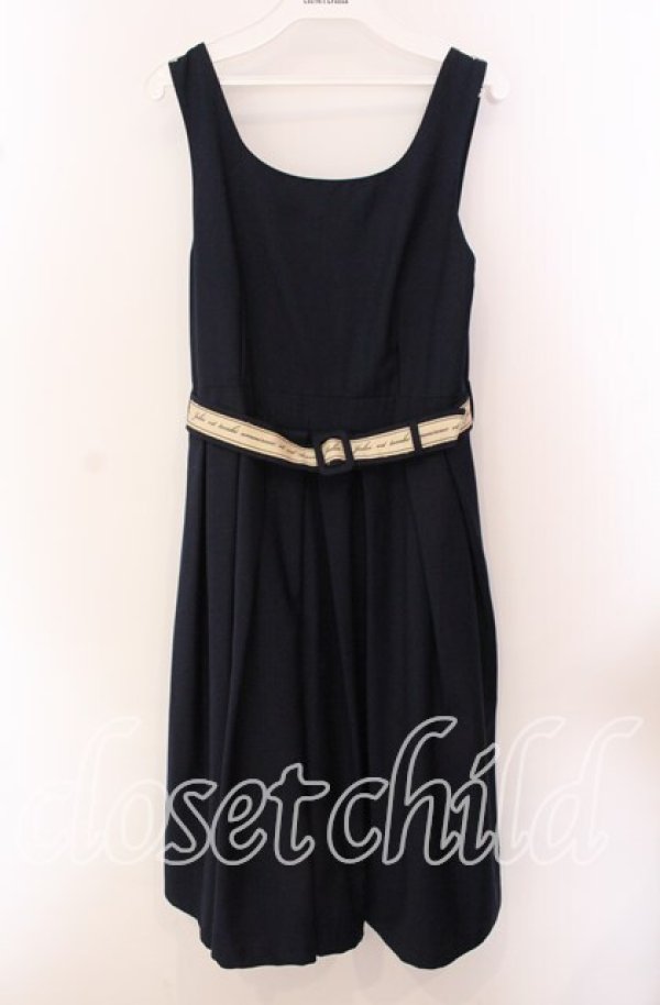 画像1: Fi.n.t / ロゴテープベルト使いジャンスカ F ネイビー O-25-09-20-048-CA-OP-OW-ZT360 (1)